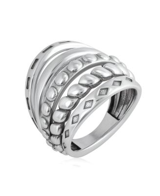 Sterling Silver Textured Five Band Ring, Size 8