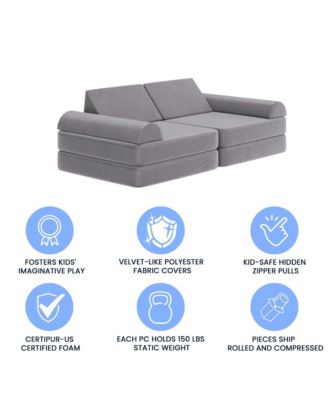 Conner Modular Play Couch For Kids With Convertible 6-Piece Design And Soft Foam Cushions