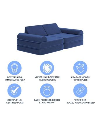 Conner Modular Play Couch For Kids With Convertible 6-Piece Design And Soft Foam Cushions