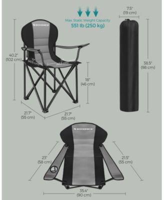 Heavy Duty Folding Camping Chair with Comfortable Sponge Seat and Cup Holder