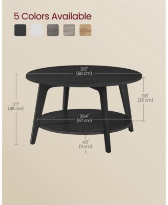 2-Tier Round Coffee Table with Open Storage Shelf for Living Room