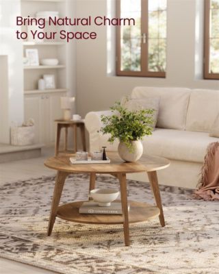 2-Tier Round Coffee Table with Open Storage Shelf for Living Room