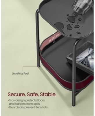 2-Tier Accent End Table Metal Coffee Table w/ Tray Storage Living Room