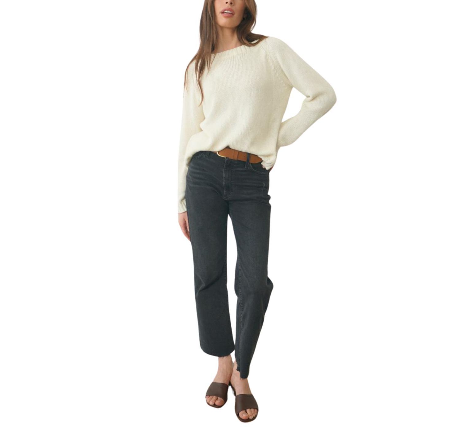Women's Cotton Sloane Crewneck Pullover Sweater in Oat
