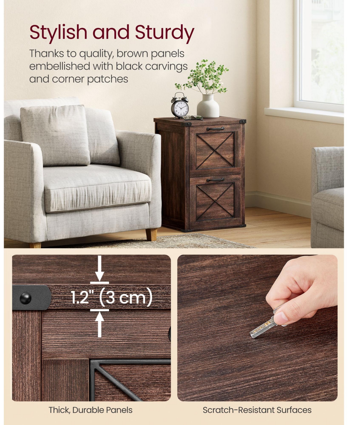 Slickblue File Cabinet with 2 Spacious File Drawers for Organized Storage