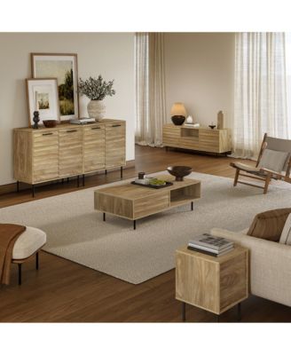 Mid-Century Modern Wave 2-Door Cabinet with Metal Legs