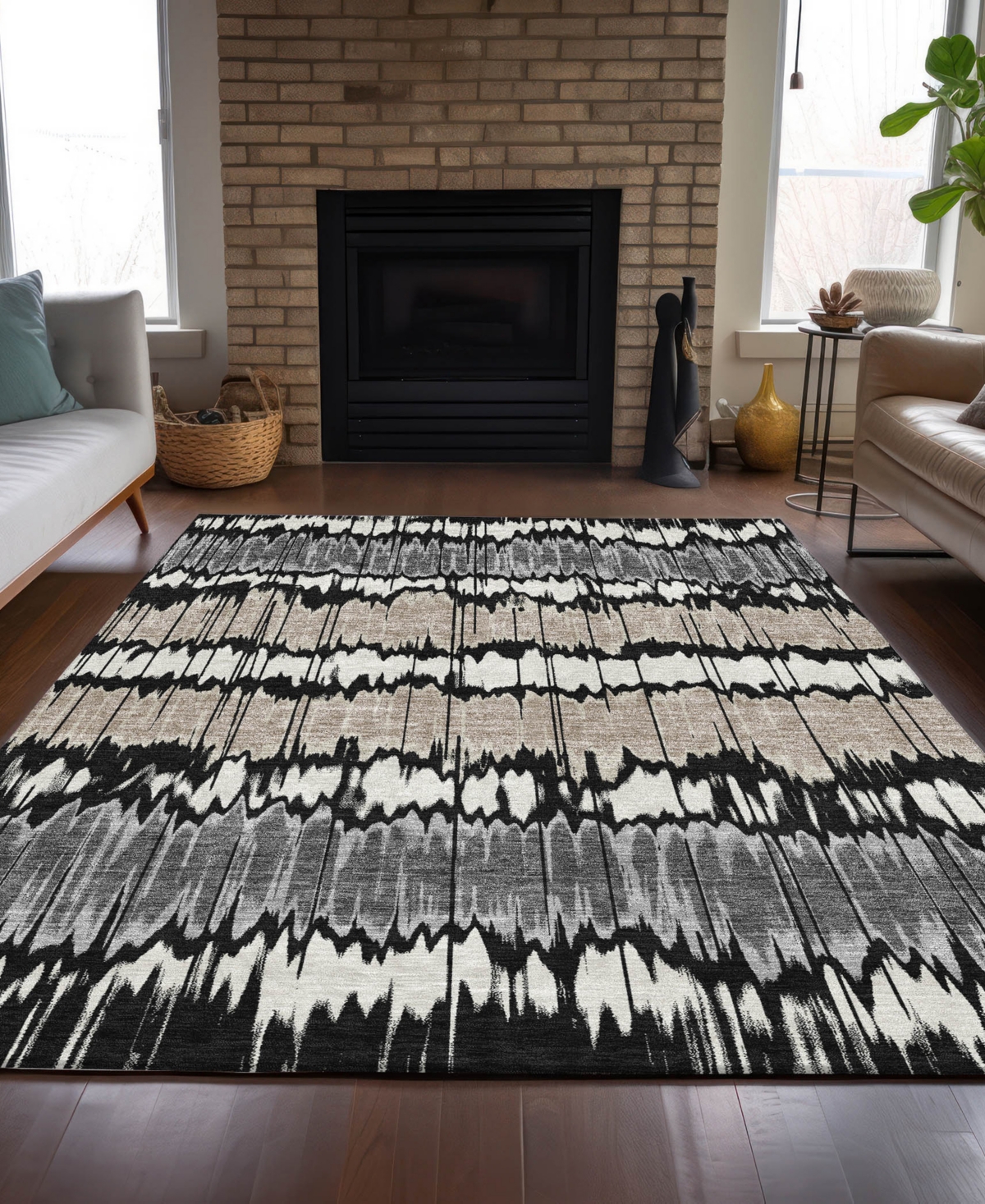 Addison Chantille Machine Washable Acn755 9'x12' Area Rug In Black