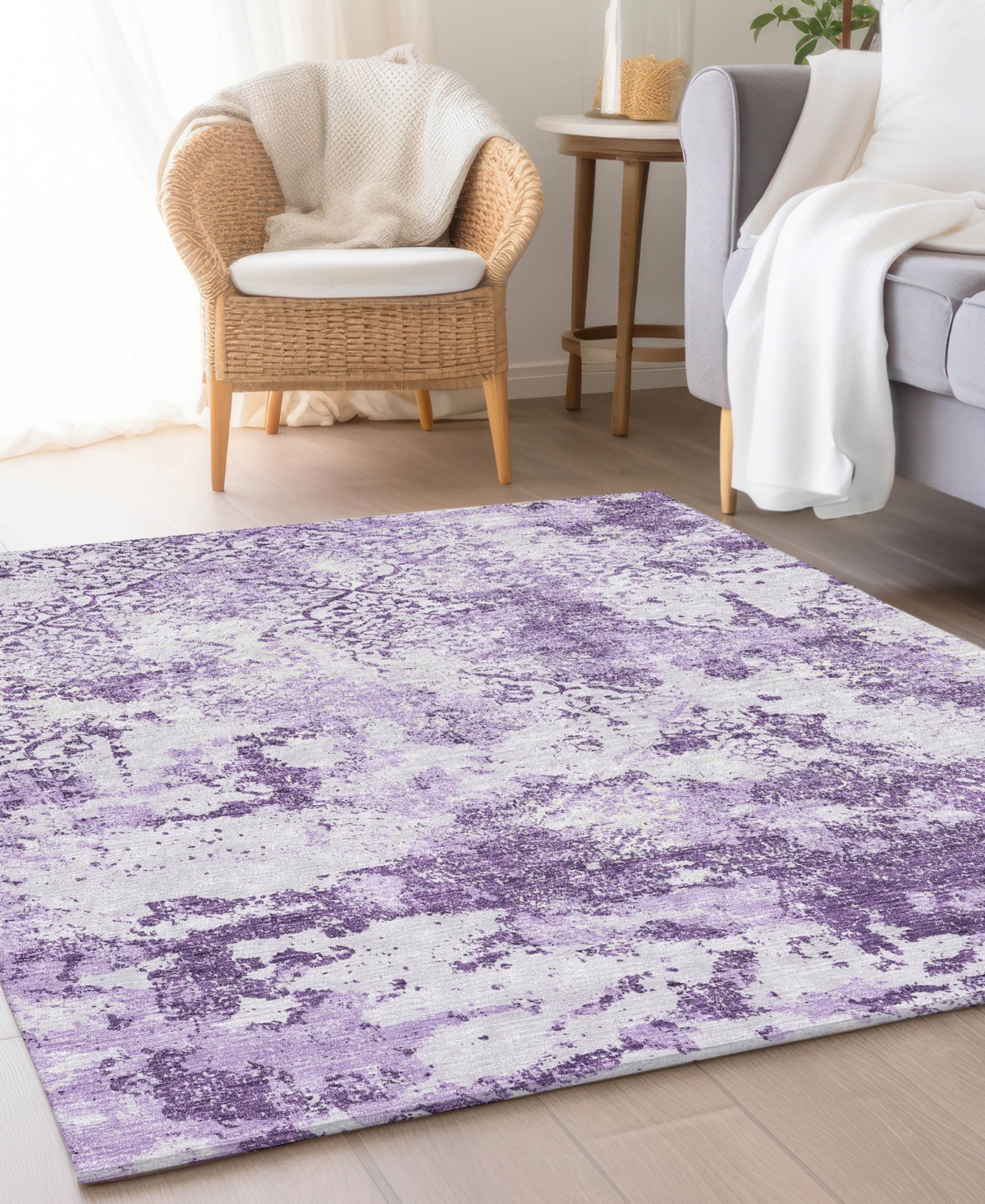 Addison Chantille Machine Washable Acn769 8'x10' Area Rug In Lavender