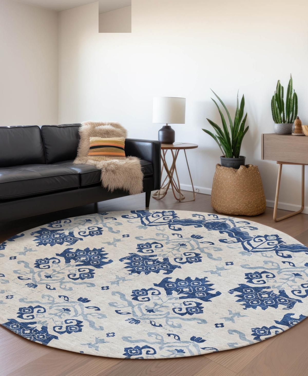 Addison Chantille Acn759 8'x8' Round Area Rug In Navy