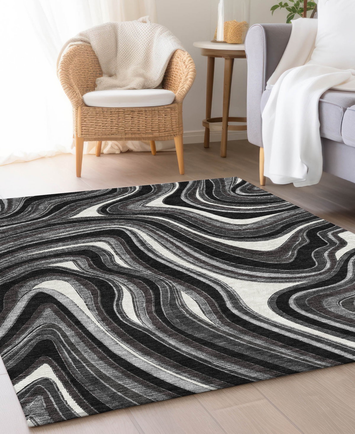 Addison Chantille Machine Washable Acn756 2'6"x3'10" Area Rug In Black