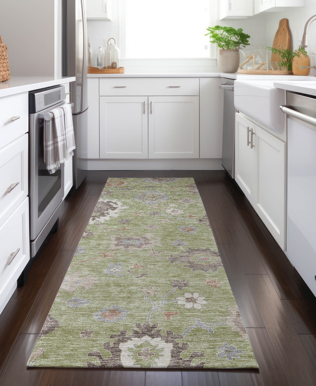 Addison Chantille Acn753 2'3"x7'6" Runner Area Rug In Sage