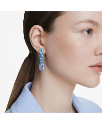 Octagon Cut Rhodium Plated Millenia Drop Earrings