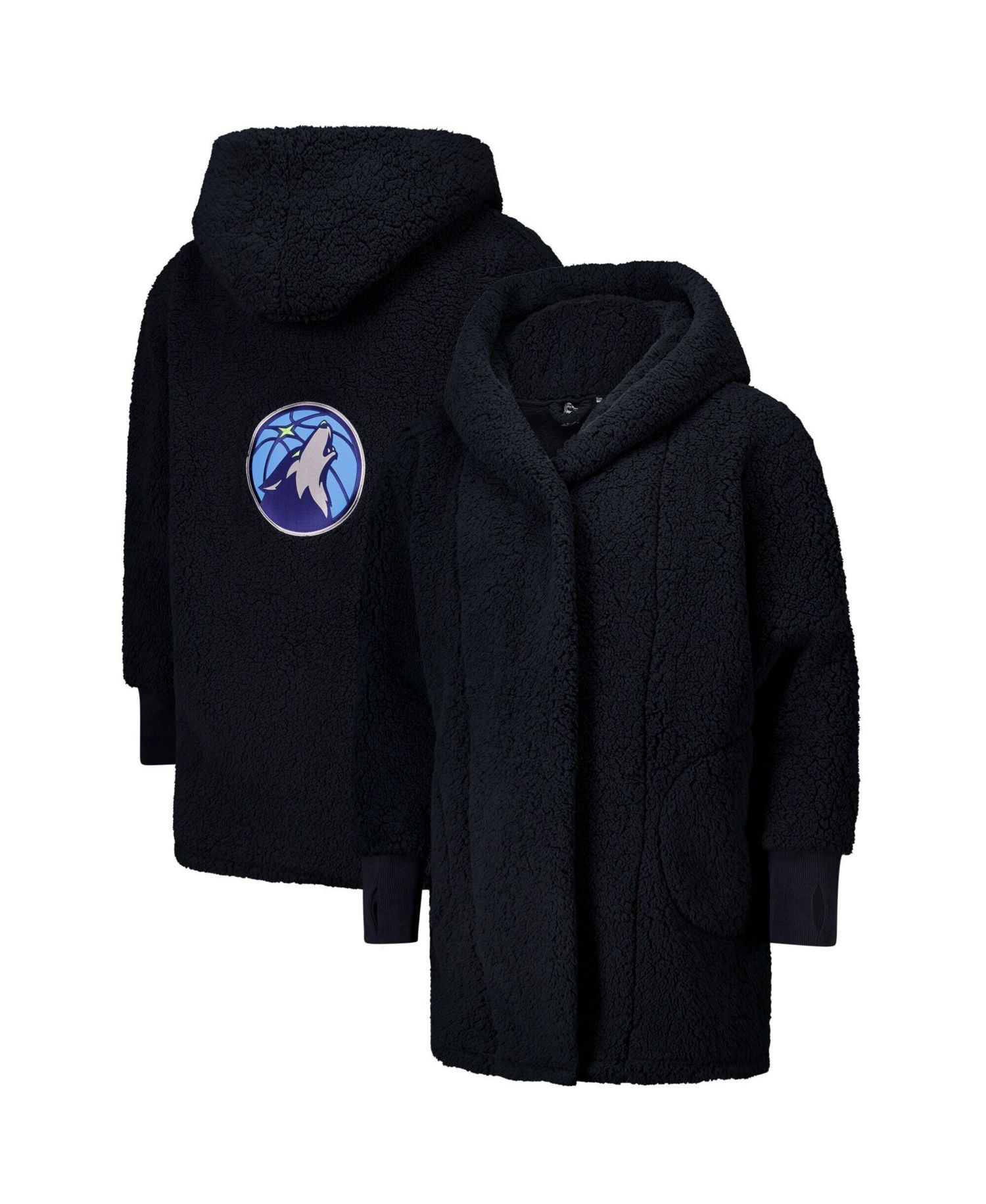 Men's and Women's The Best Lounger In The World Navy Minnesota Timberwolves Oversized Open-Front Hoodie Sweater