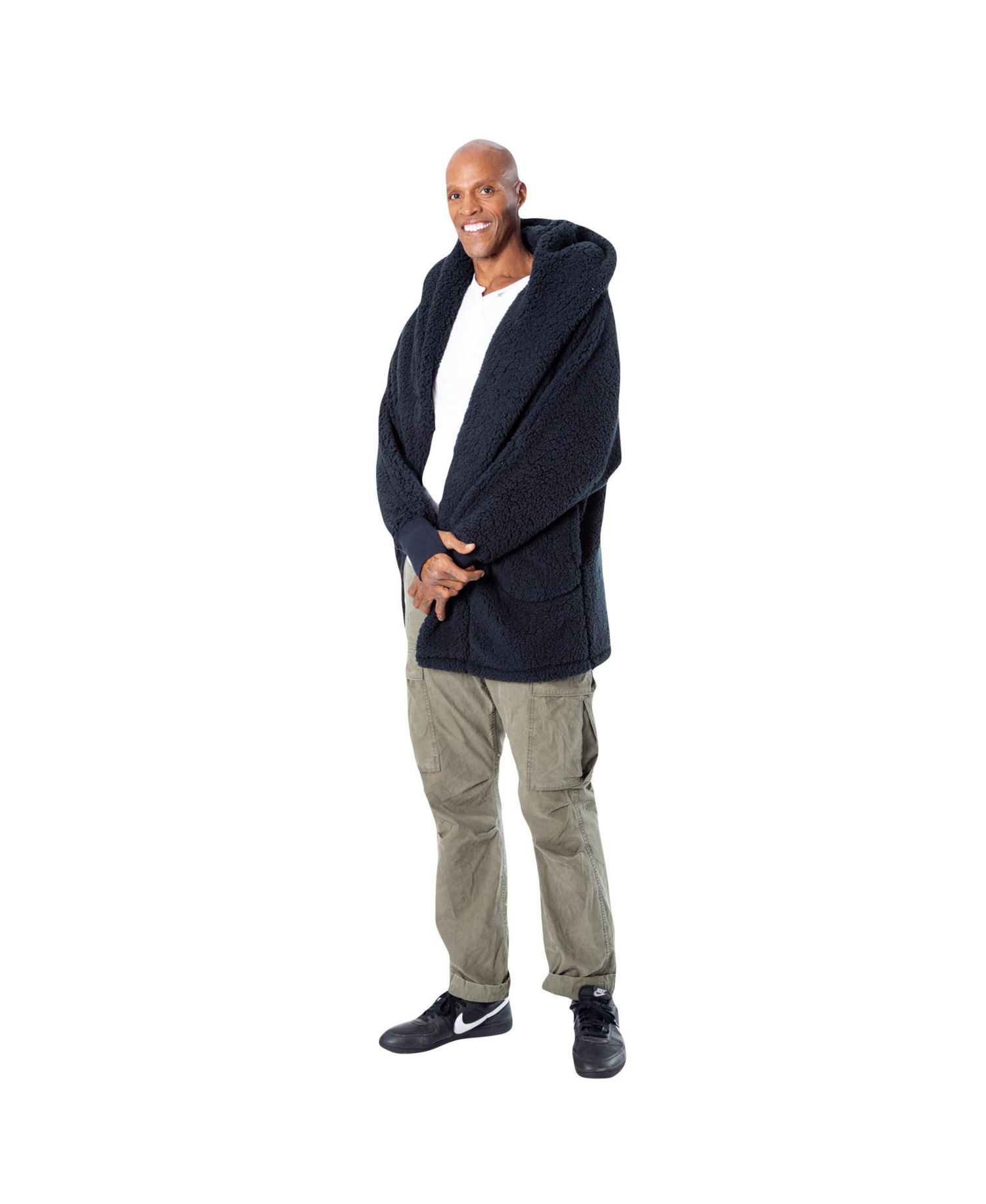 Men's and Women's The Best Lounger In The World Navy Washington Wizards Oversized Open-Front Hoodie Sweater