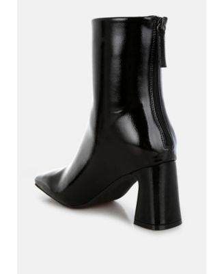 Womens Kostaka Patent Square Toe Ankle Boots