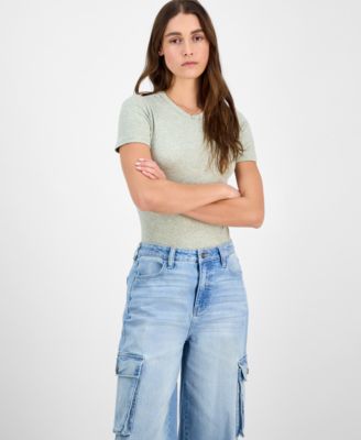 Juniors' Short-Sleeve Seamless Bodysuit