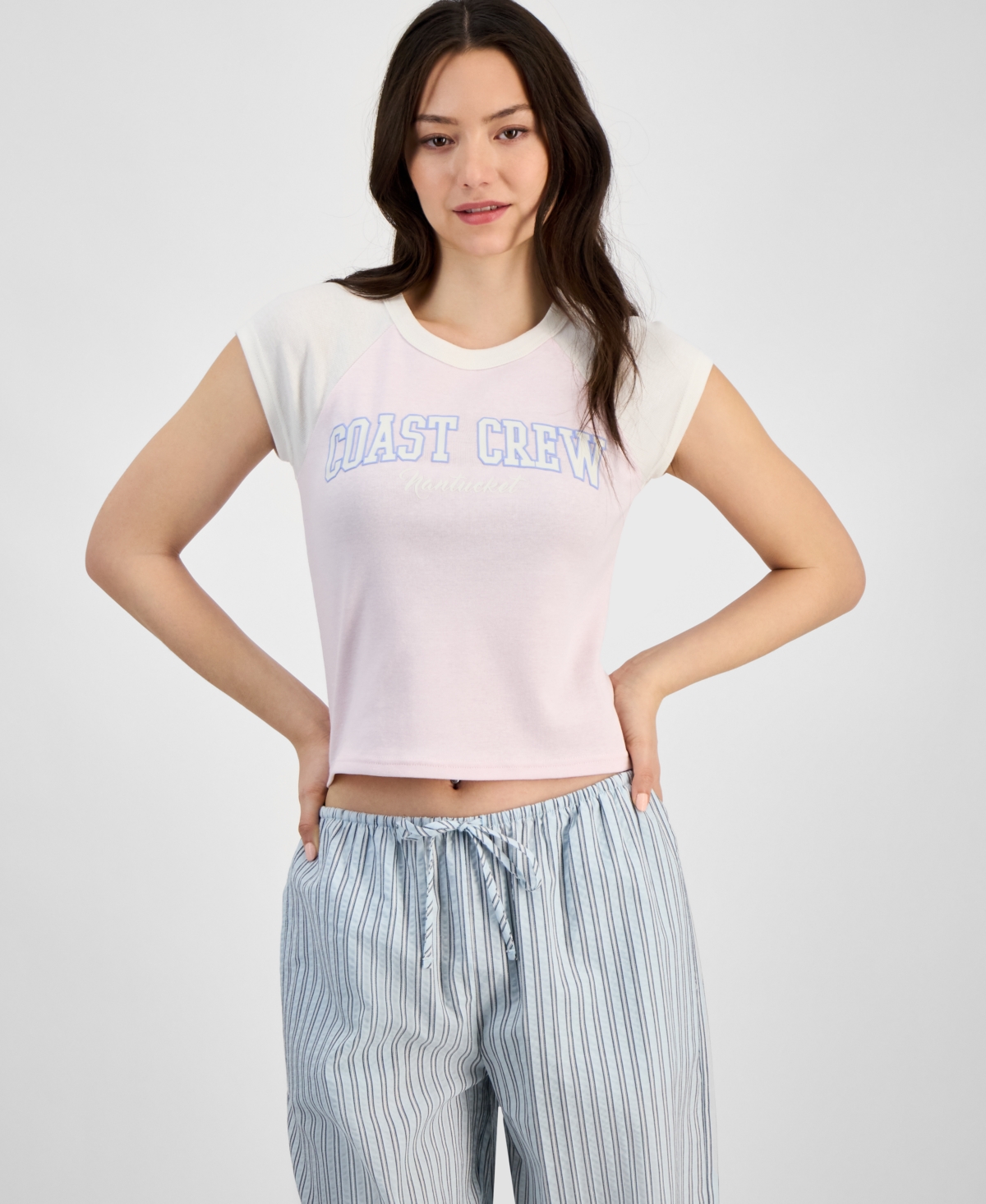 Juniors' Graphic Baseball Tee - Pink Coast