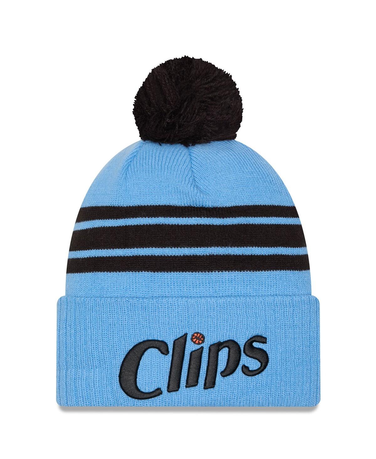 Shop New Era Men's Blue La Clippers 2024/25 City Edition Cuffed Knit Hat With Pom
