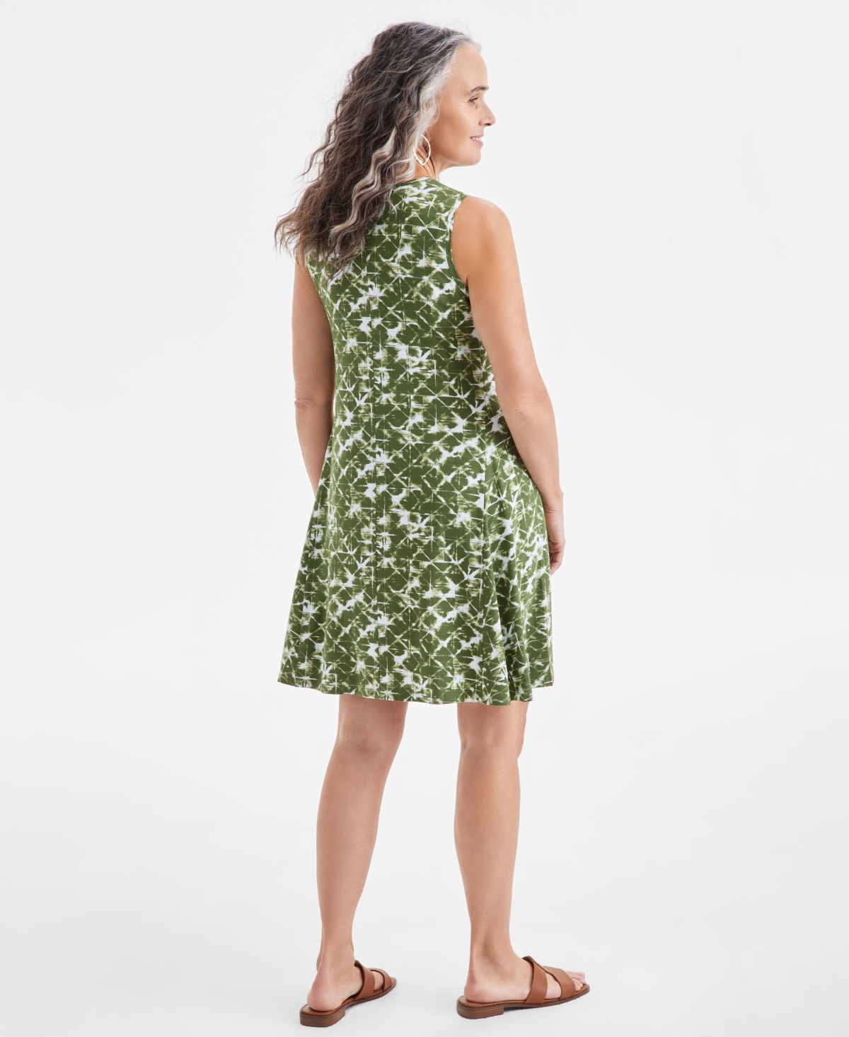 Style & Co Women's Printed Sleeveless Flip-flop Dress, Exclusively At Macy's In Ocean Dye Green