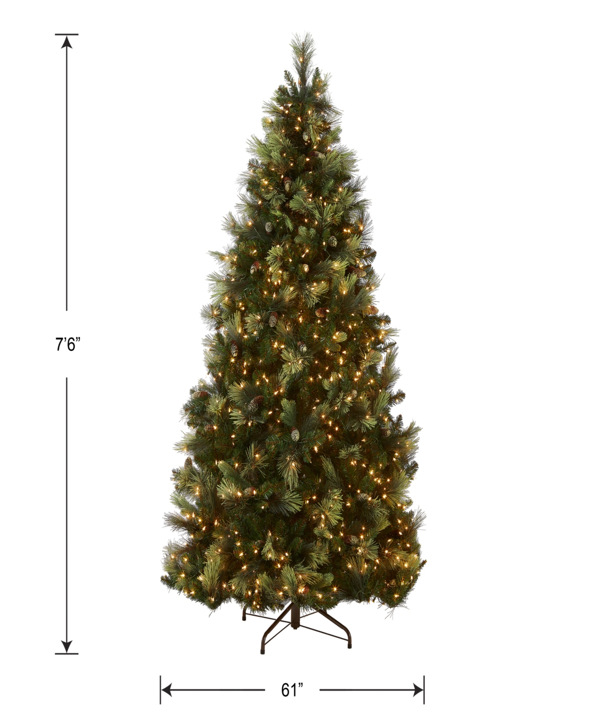 National Tree Carolina Pine Hinged Tree with Flocked Cones and 1000 Clear Lights