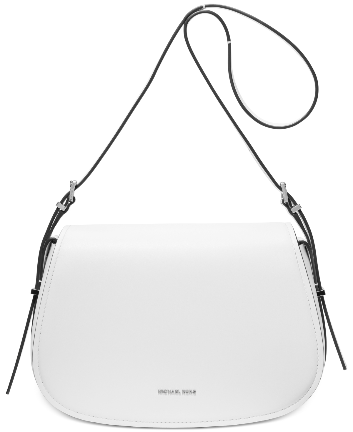 Michael Kors Michael  Lydia Small Leather Flap Messenger In Optic White