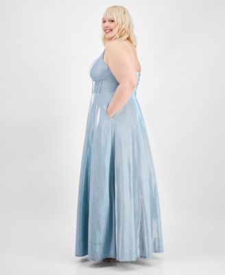 Trendy Plus Size Glitter V-Neck Sleeveless Gown