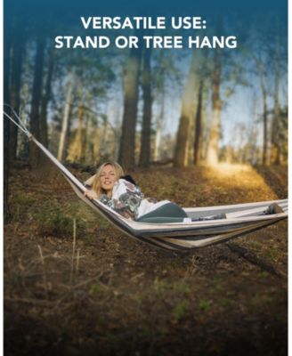 Brazilian Hammock with Adjustable Stand- Stylish Hammock Bed w/Storage Bag, 600lb Capacity