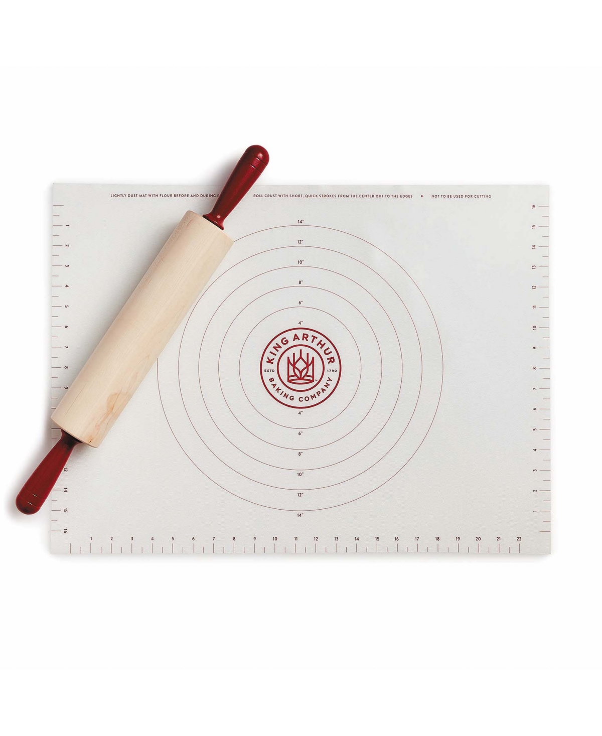 King Arthur Baking Company 18" X 24.5" Nonslip Rolling Mat In White,red