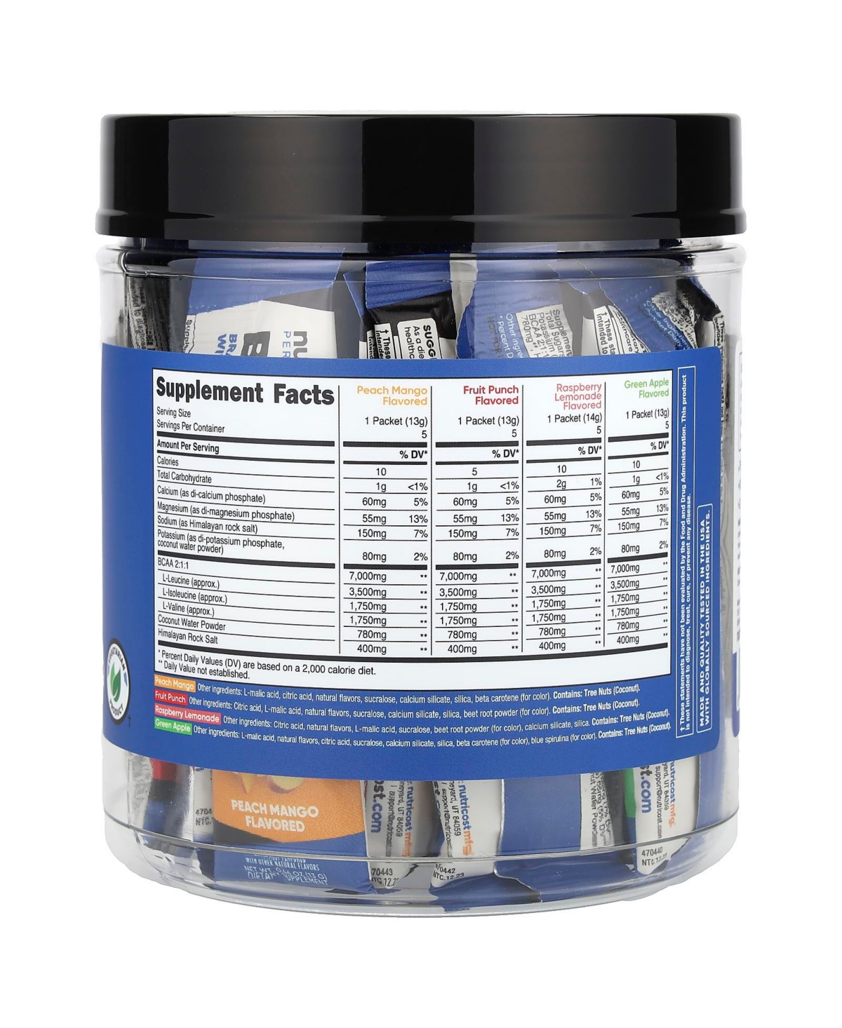 Nutricost Performance Bcaa + Variety Pack Packets - 0.5 oz (13-14 g) Each