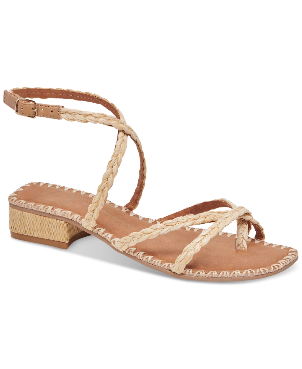 DOLCE VITA WOMEN'S BRINN ANKLE-STRAP STRAPPY WHIPSTITCH BLOCK-HEEL SANDALS 