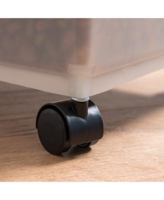 USA Airtight Dog Food Storage Container, Up to 30 lbs / 33 Qt, Attachable Casters, for Dog Cat Bird and other Pet Food Storage Bin, Keep Fresh, Easy Mobility, BPA Free, Navy/Pearl