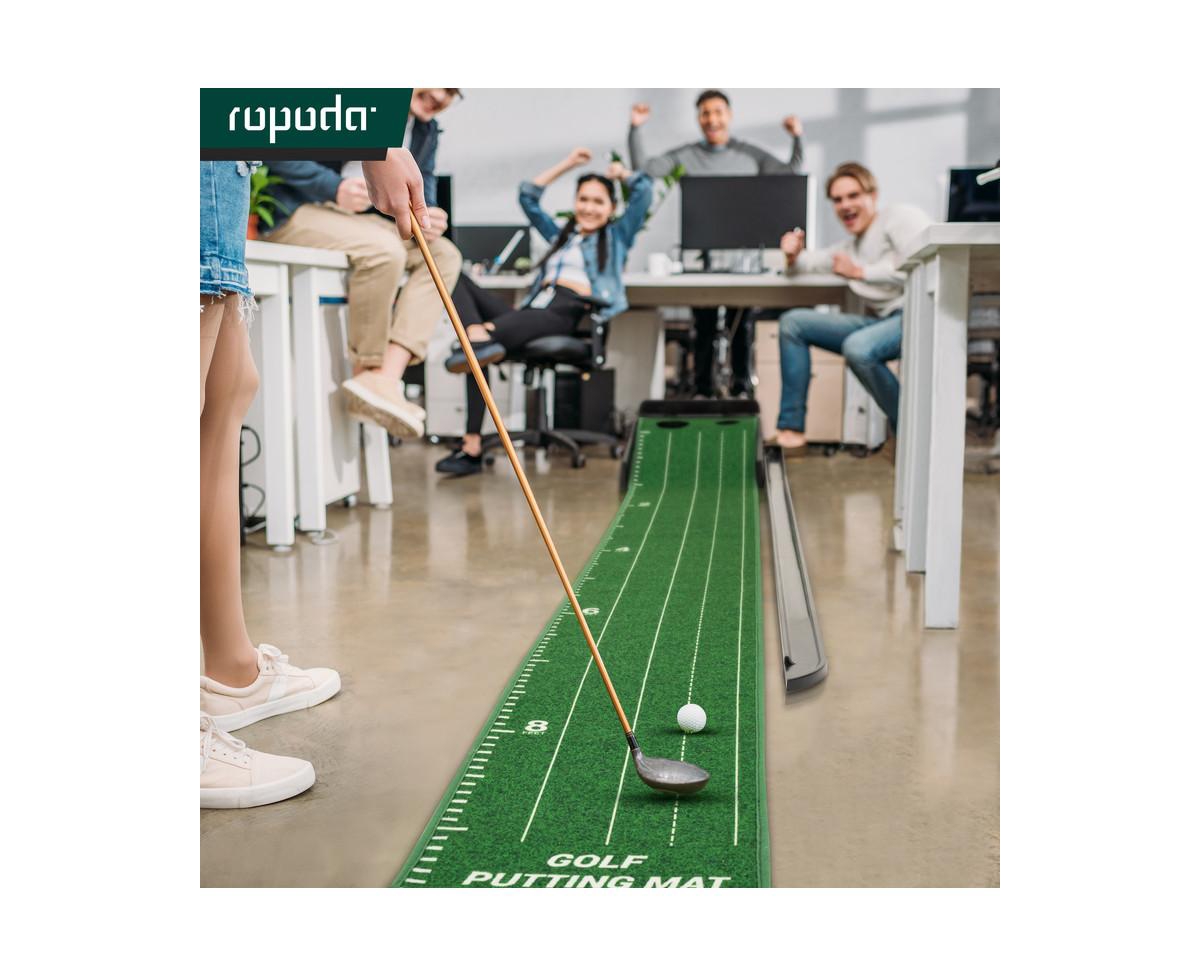 ropoda Upgraded Golf Putting Portable Putting Mat for Home and Office with Update Auto Ball Return Function - Green