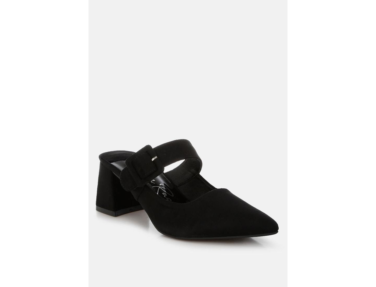 Женские сабо London Rag Amapola Buckle Strap Detail Microfiber Mules, цвет: Чёрный — фото 3
