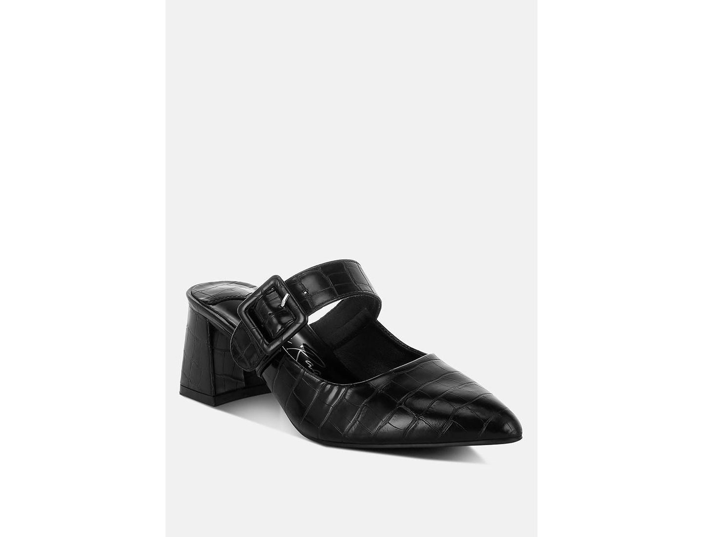 Женские сабо London Rag Pinacola Croco Buckle Strap Detail Mules, цвет: Чёрный — фото 3