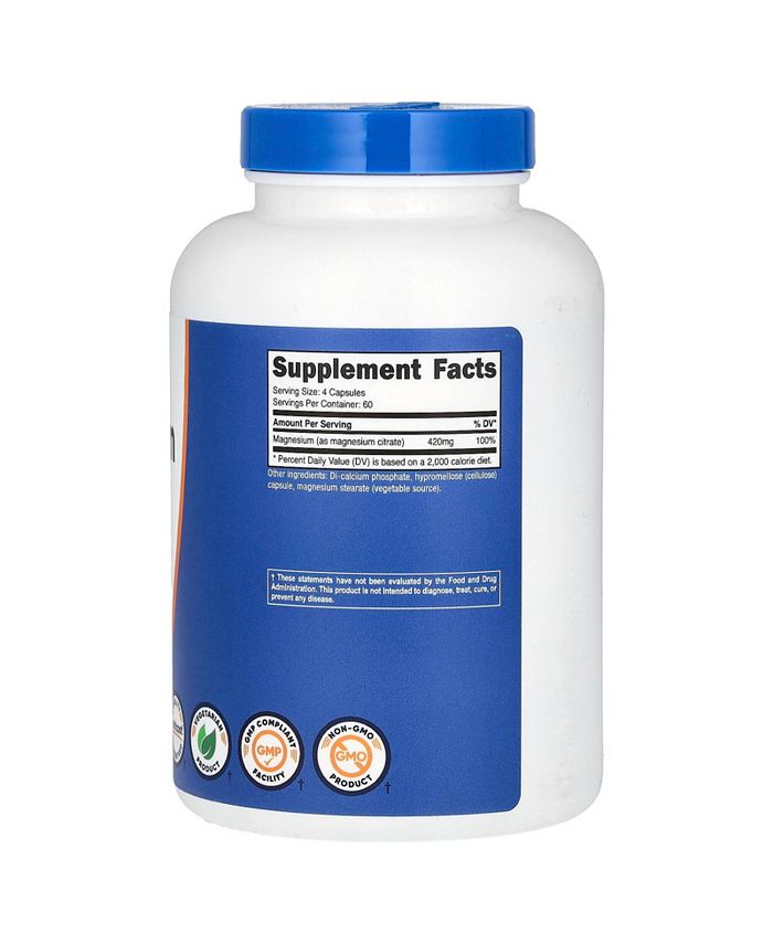 Nutricost Magnesium Citrate 420 mg - 240 Capsules (105 mg per Capsule) - 240 Count