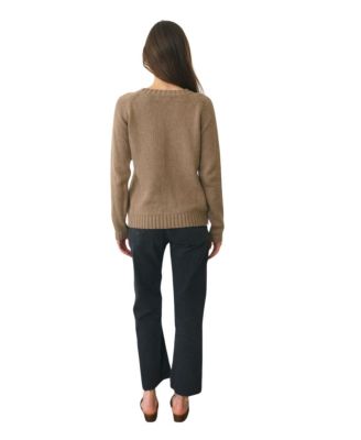 Women's Cotton Sloane Crewneck Pullover Sweater in Mocha
