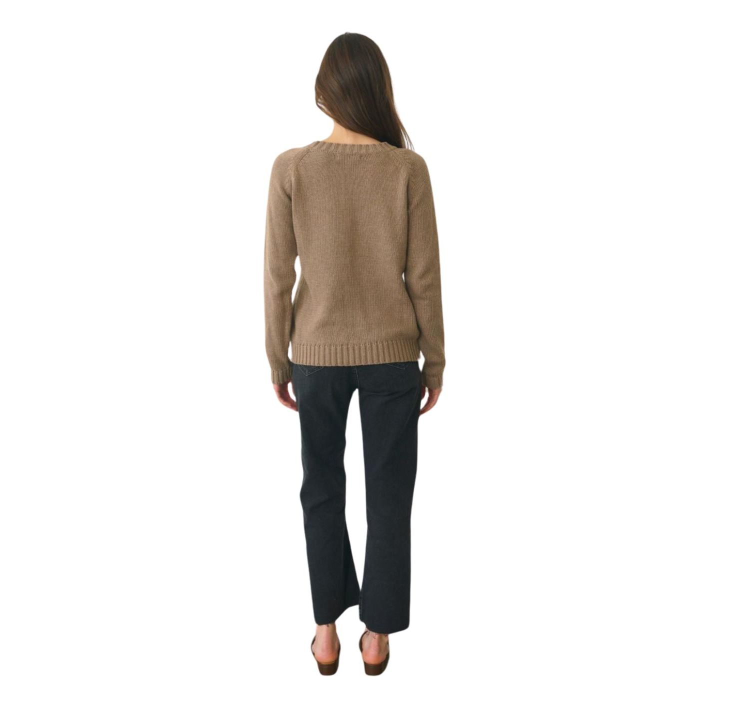 Women's Cotton Sloane Crewneck Pullover Sweater in Mocha