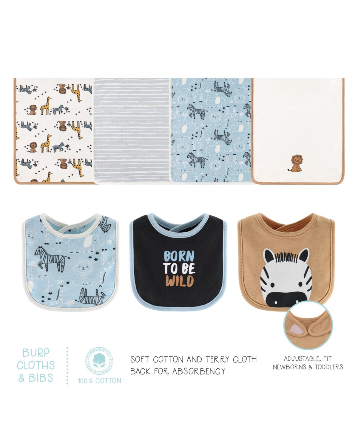 The Peanutshell Baby Boys Layette Gift Set Boys,Safari Explorer, 30 Essential Pieces - Blue