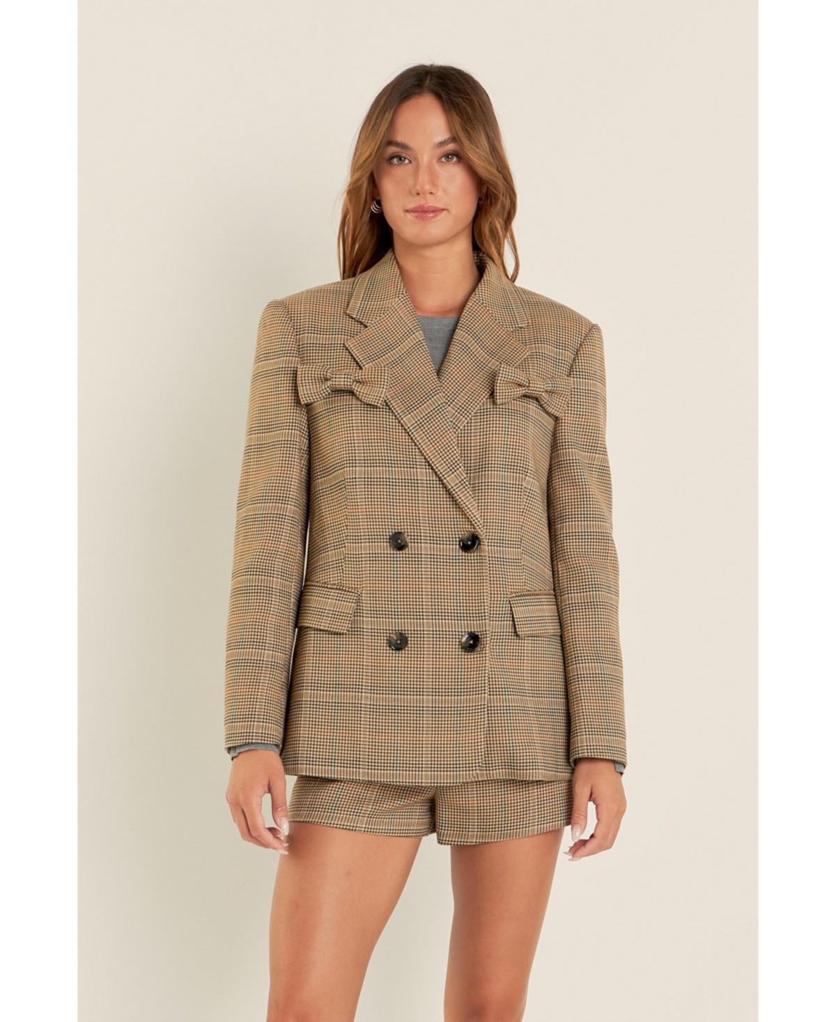 English Factory Women's Glen Check Bow Jacket