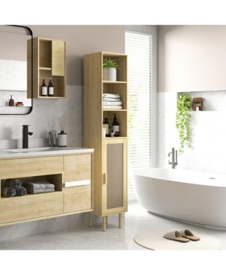 Tall Bathroom Storage Cabinet with Rat Doors,