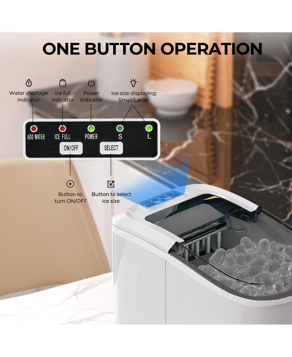 Costway Ice Maker Machine Countertop Automatic Ice Maker 27 Lbs/24 Hrs
