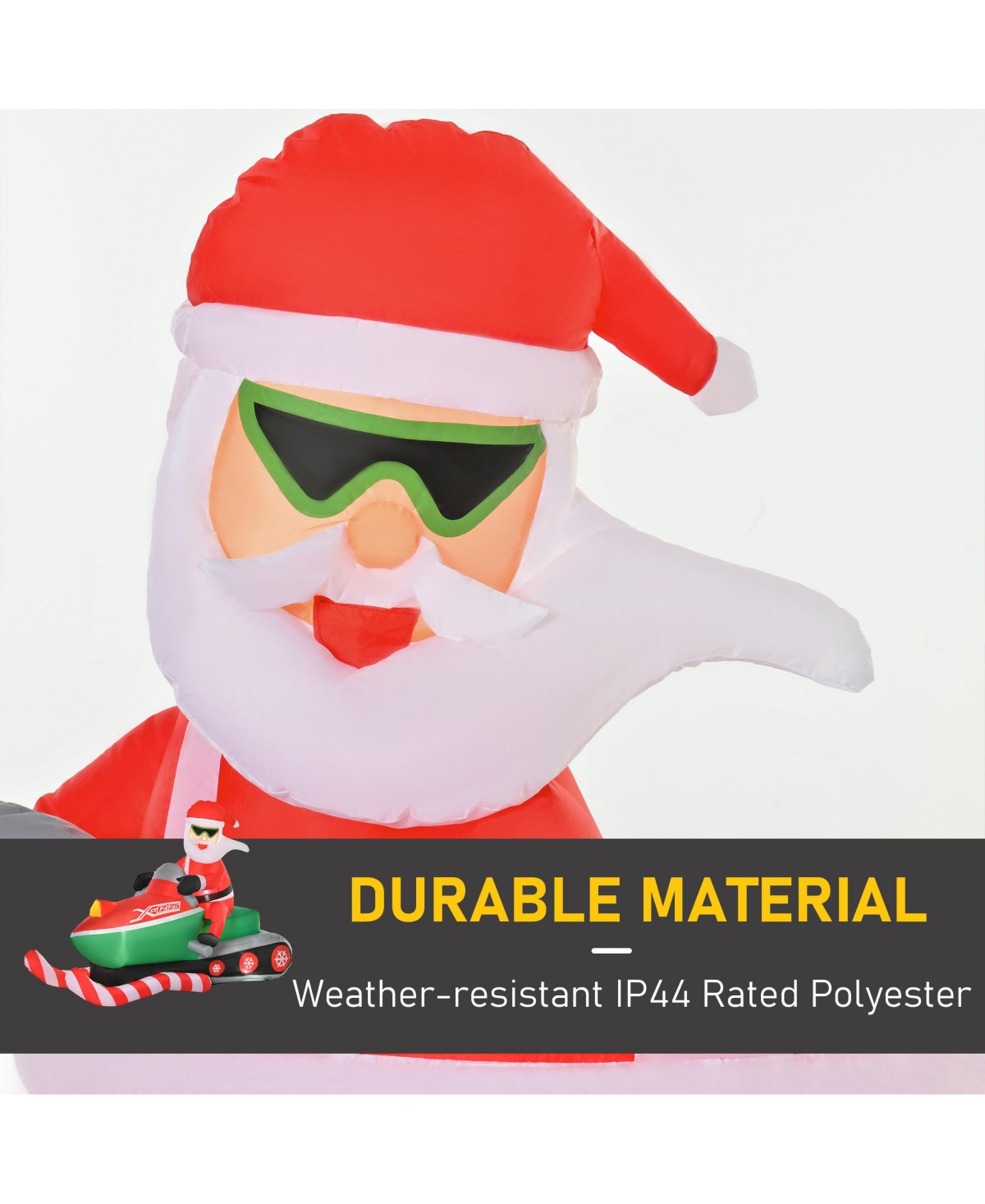 Homcom 7ft Long Santa Snowmobile Outdoor Christmas Inflatable Lawn Blow Up