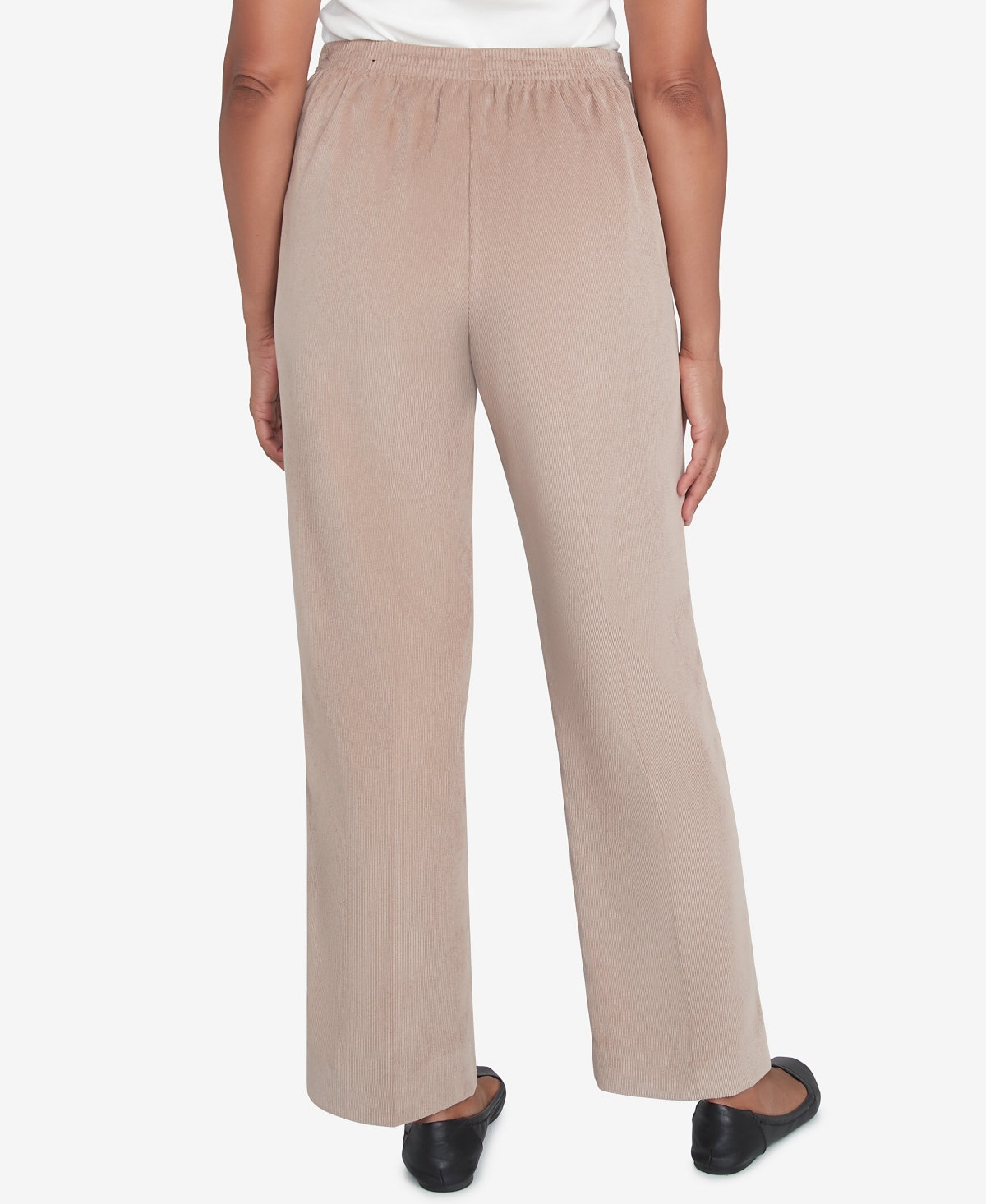 Alfred Dunner Women's Telluride Corduroy Elastic Waist Average Length Pleated Pants In Neutral
