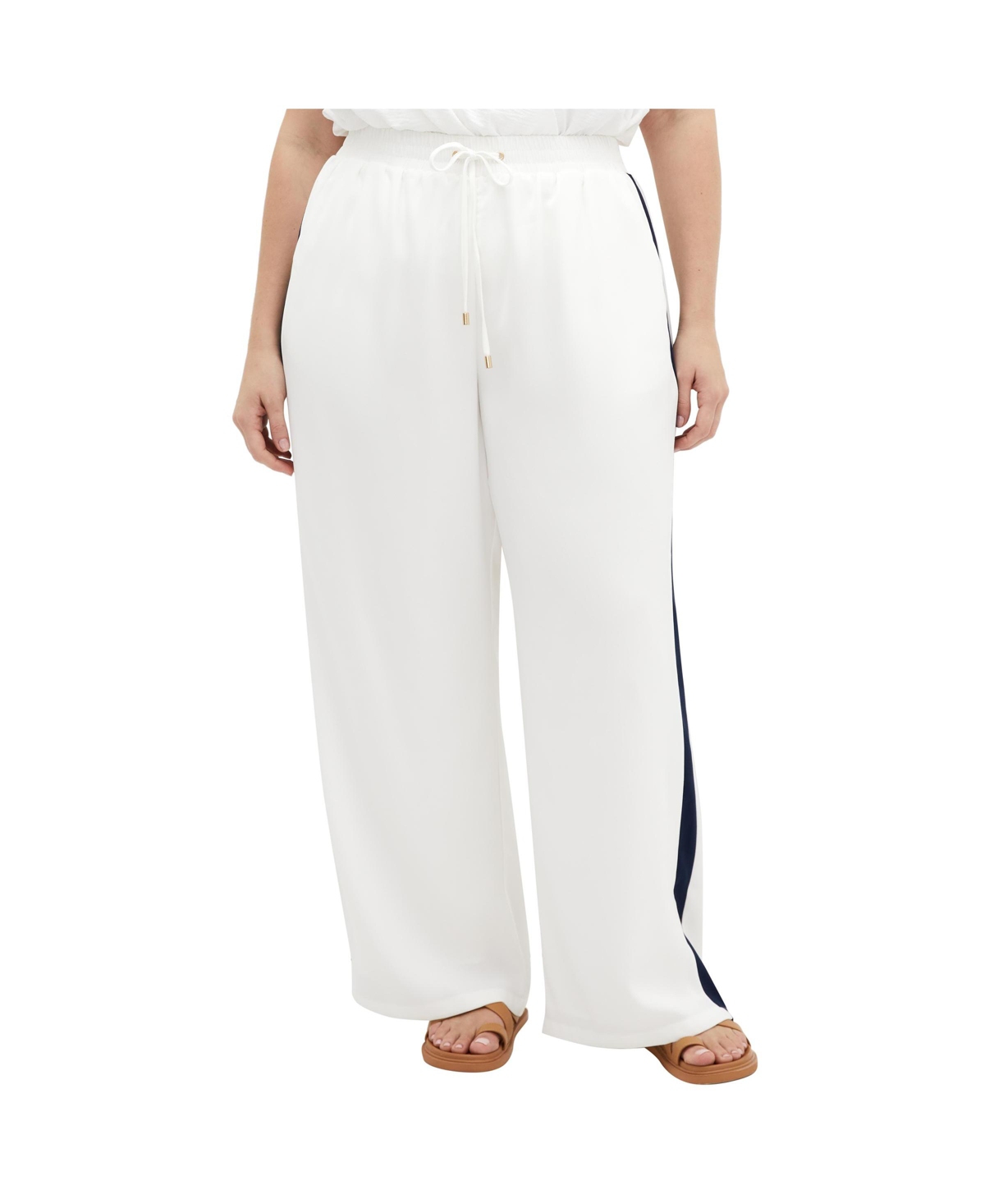 Plus Size Lilia Lined Pant - Ivory/navy stripe