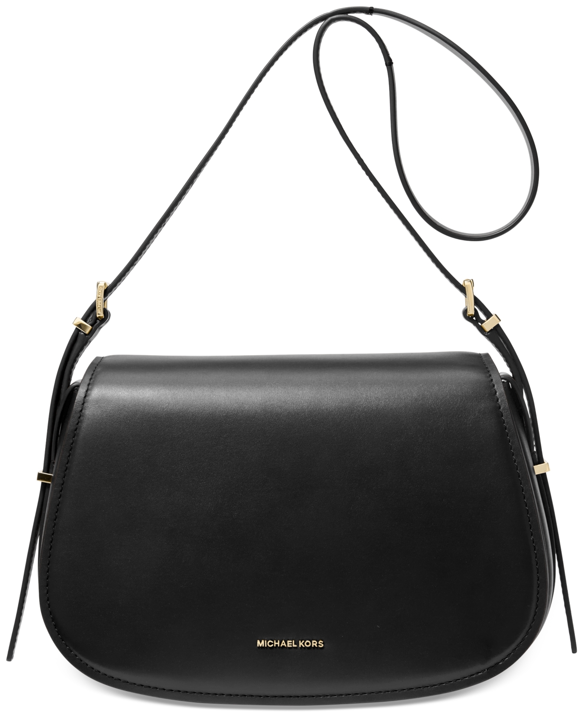Michael Kors Michael  Lydia Small Leather Flap Messenger In Black