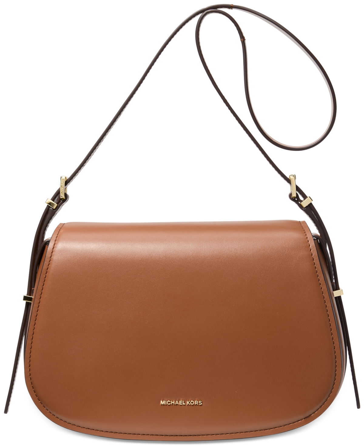 Michael Kors Michael  Lydia Small Leather Flap Messenger In Luggage