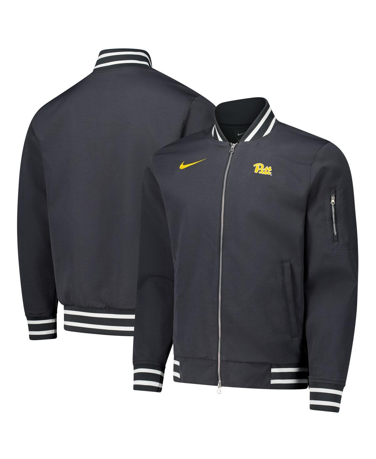 Nike Men's Anthracite Pitt Panthers Full-zip Bomber Jacket In Anthracite