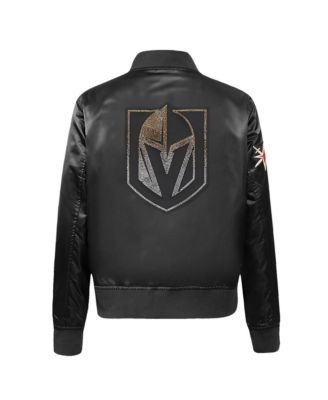 Women's Black Vegas Golden Knights Rhinestone Jewels Satin Full-Snap Jacket