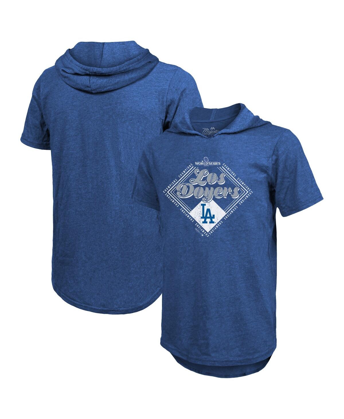 Men's Royal Los Angeles Dodgers 2024 World Series Champions Tri-Blend Hoodie T-Shirt - Royal