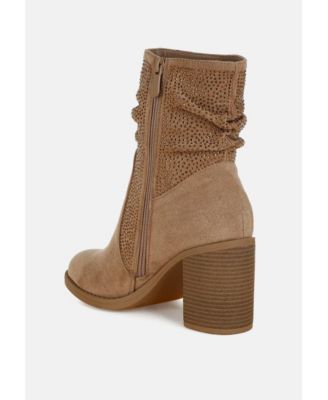 Chinar Rhinestone Studded Slouchy Ankle Boots